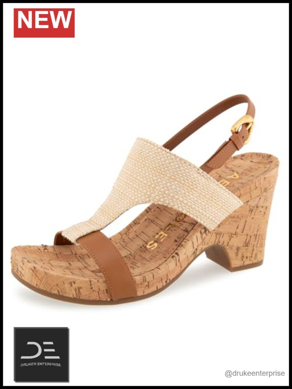 Women's Wedge Sandal with Cushioned Insole and Adjustable Buckle